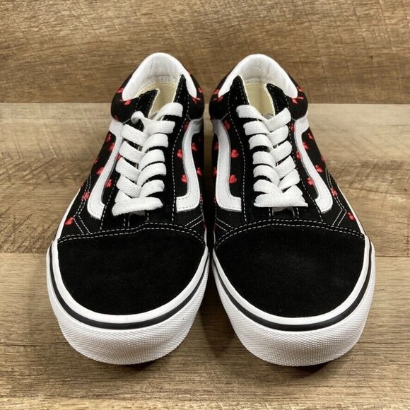 VANS Old Skool Hearts Love Black Red White RARE Shoes Sneakers Womens 8 NEW - Picture 3 of 9